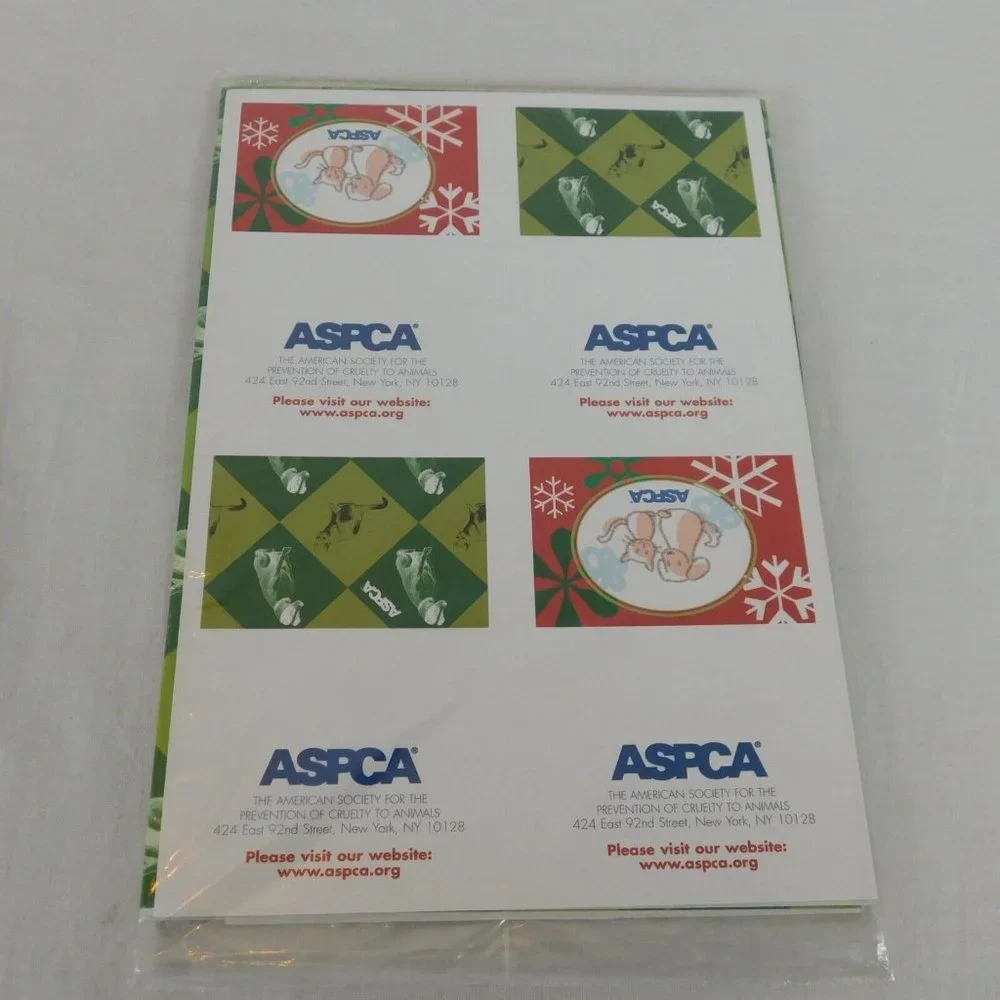 ASPCA Holiday Gift Wrap Sheets Sealed Packs 4 Sheets Total 2 Patterns Gift Tags